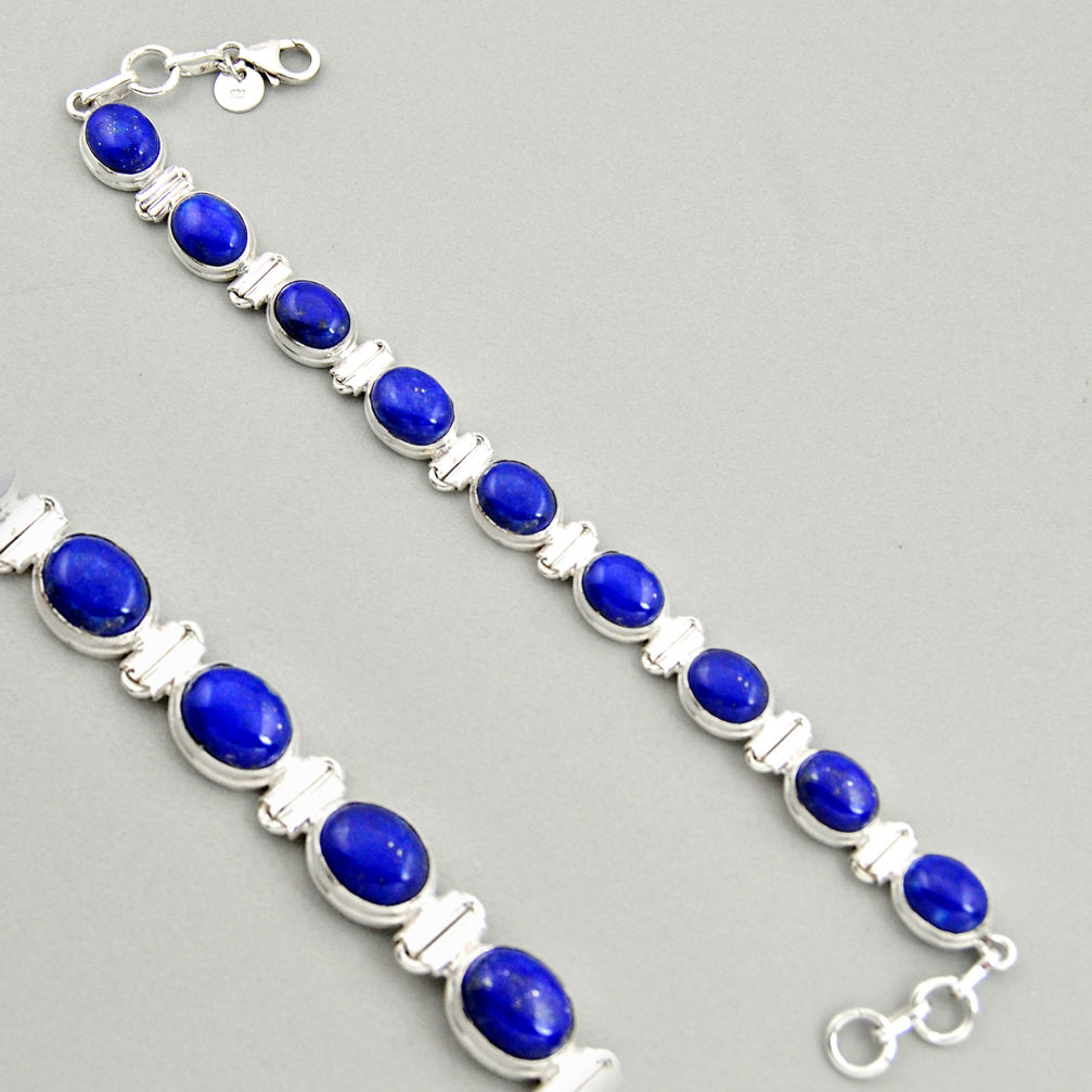 39.50cts natural blue lapis lazuli 925 sterling silver tennis bracelet r4254