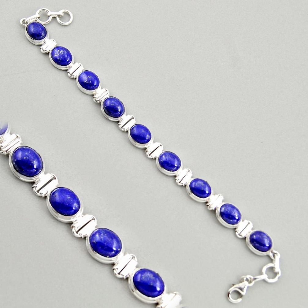 40.34cts natural blue lapis lazuli 925 sterling silver tennis bracelet r4257