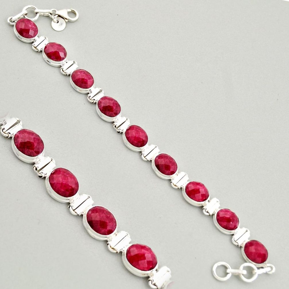 37.76cts natural red ruby 925 sterling silver tennis bracelet jewelry r4295