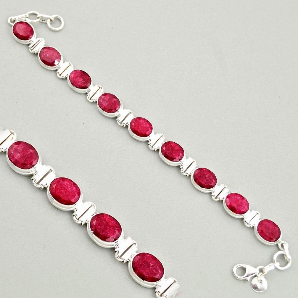 37.88cts natural red ruby 925 sterling silver tennis bracelet jewelry r4296