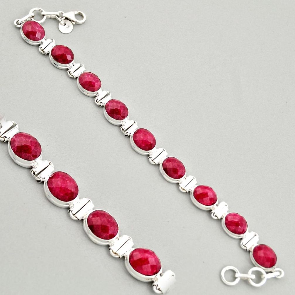 925 sterling silver 38.68cts natural red ruby tennis bracelet jewelry r4300