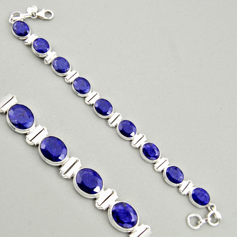 38.91cts natural blue sapphire 925 sterling silver tennis bracelet jewelry r4301