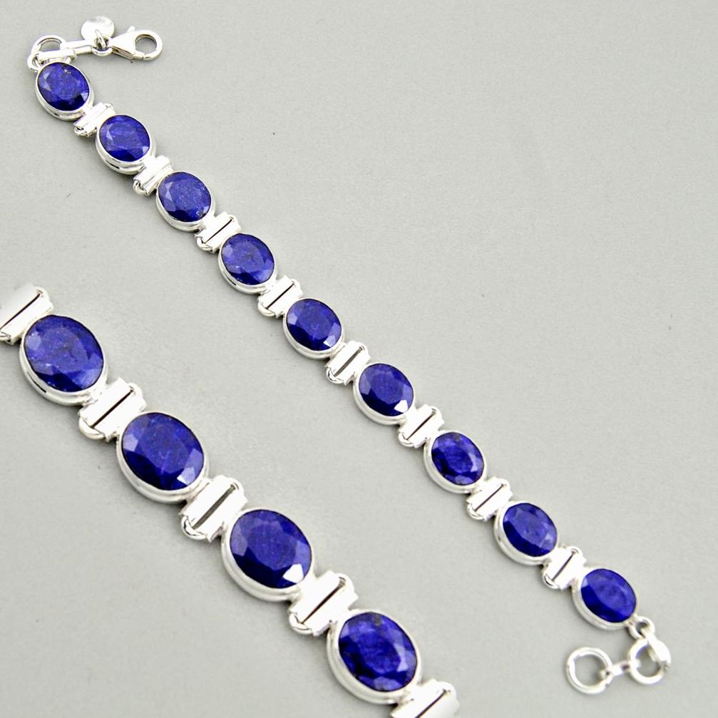 39.65cts natural blue sapphire 925 sterling silver tennis bracelet jewelry r4303