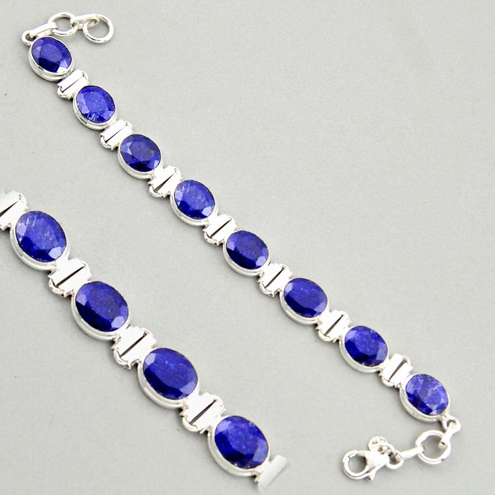 925 sterling silver 33.64cts natural blue sapphire tennis bracelet jewelry r4304