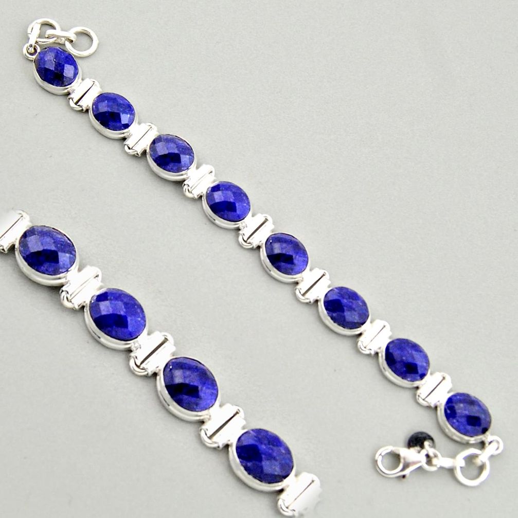32.83cts natural blue sapphire 925 sterling silver tennis bracelet jewelry r4305
