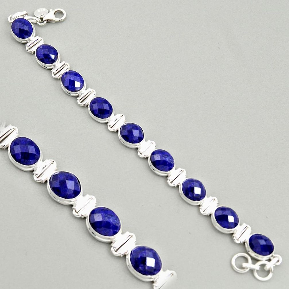 925 sterling silver 39.65cts natural blue sapphire tennis bracelet jewelry r4308