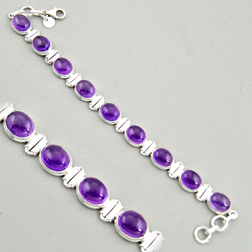 39.01cts natural purple amethyst 925 sterling silver tennis bracelet r4325