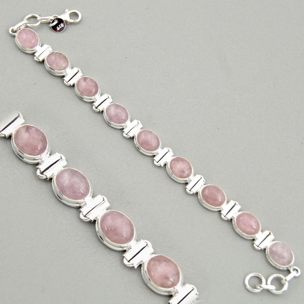 38.31cts natural pink morganite 925 sterling silver tennis bracelet r4341