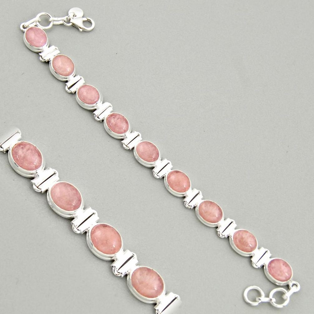 38.72cts natural pink morganite 925 sterling silver tennis bracelet r4356