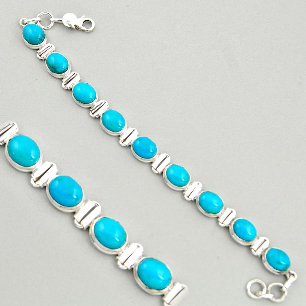 39.48cts natural green kingman turquoise 925 silver tennis bracelet r4387