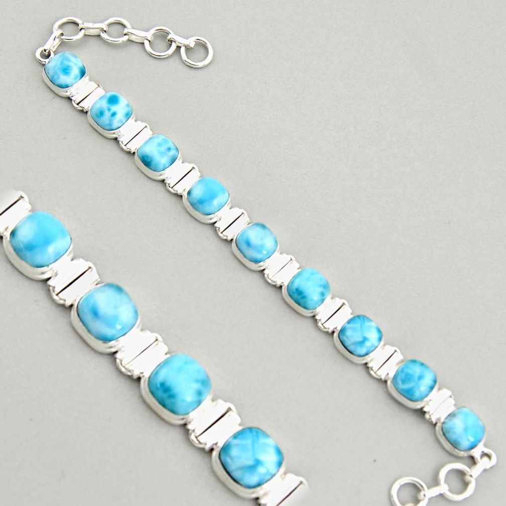 31.01cts natural blue larimar 925 sterling silver tennis bracelet jewelry r4402