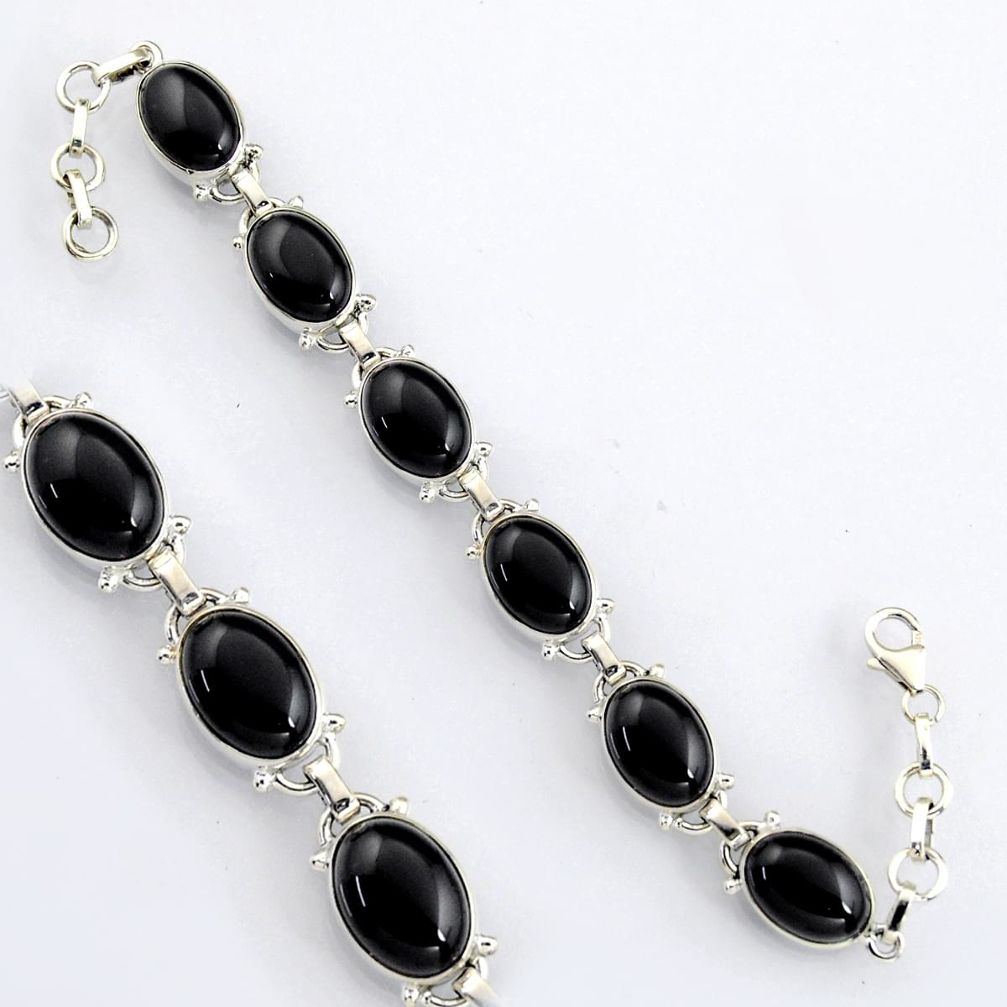 41.40cts natural black onyx 925 sterling silver tennis bracelet jewelry r4641