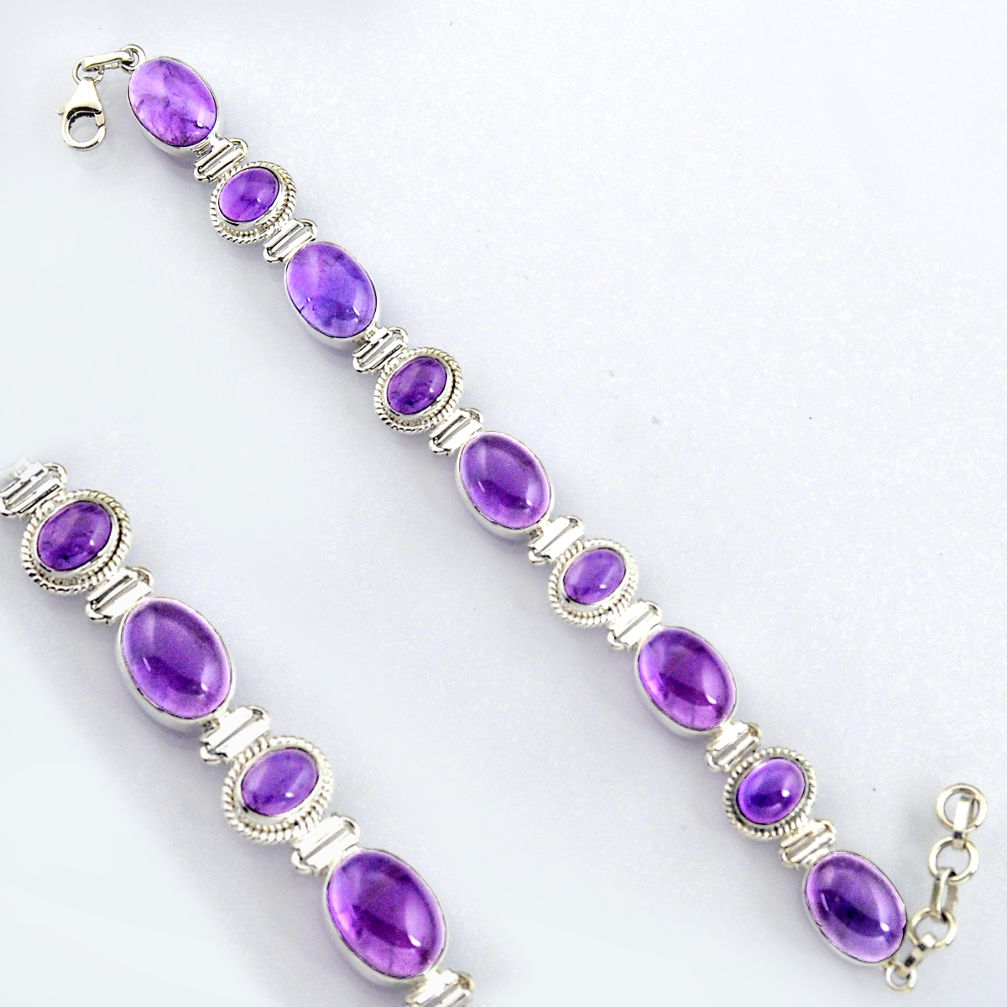 43.58cts natural purple amethyst 925 sterling silver tennis bracelet r4647