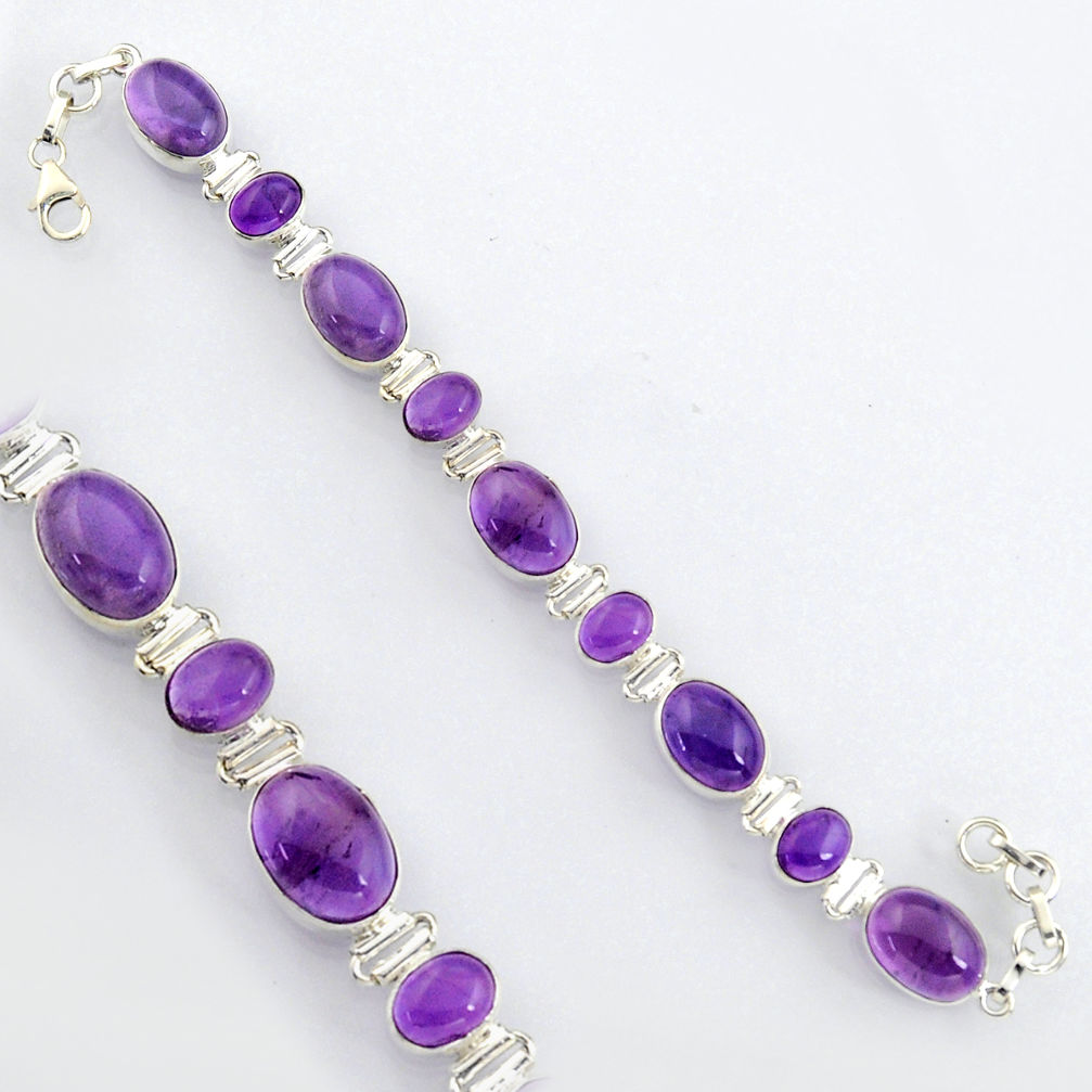 41.06cts natural purple amethyst 925 sterling silver tennis bracelet r4649