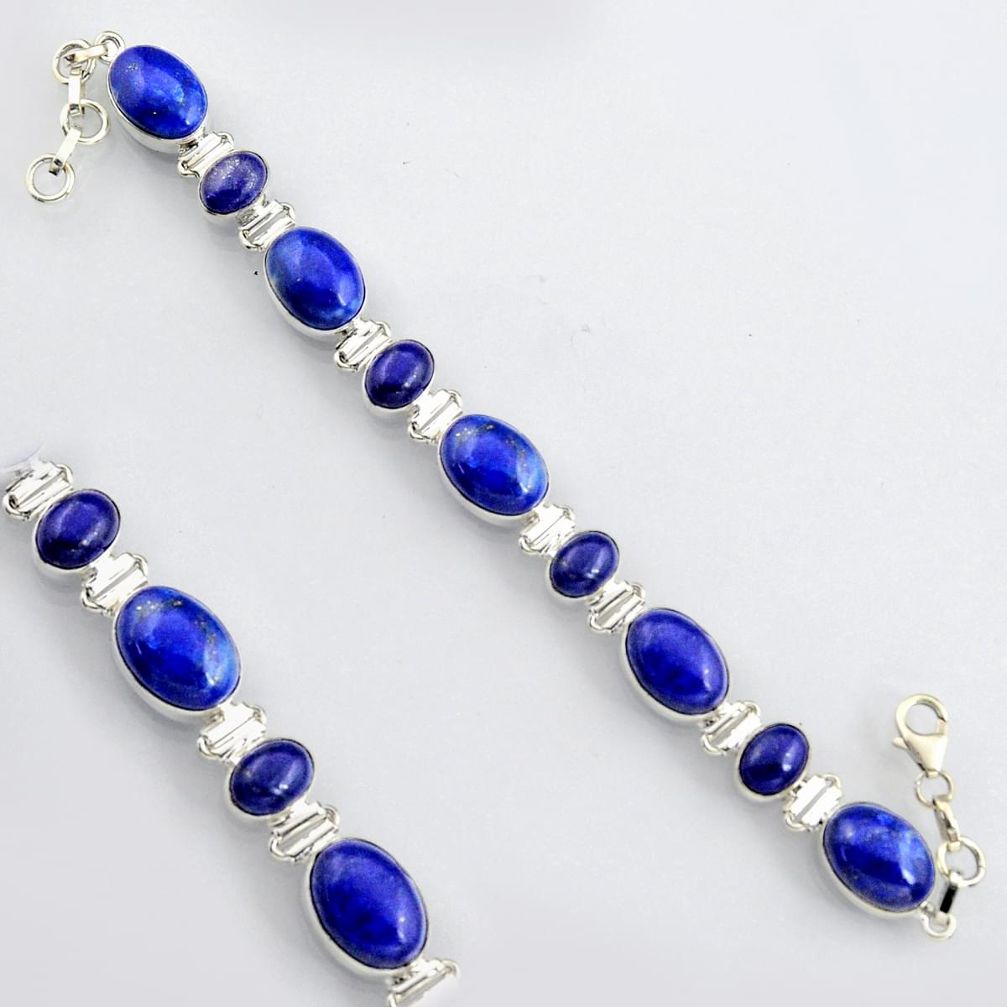 925 sterling silver 42.82cts natural blue lapis lazuli tennis bracelet r4652