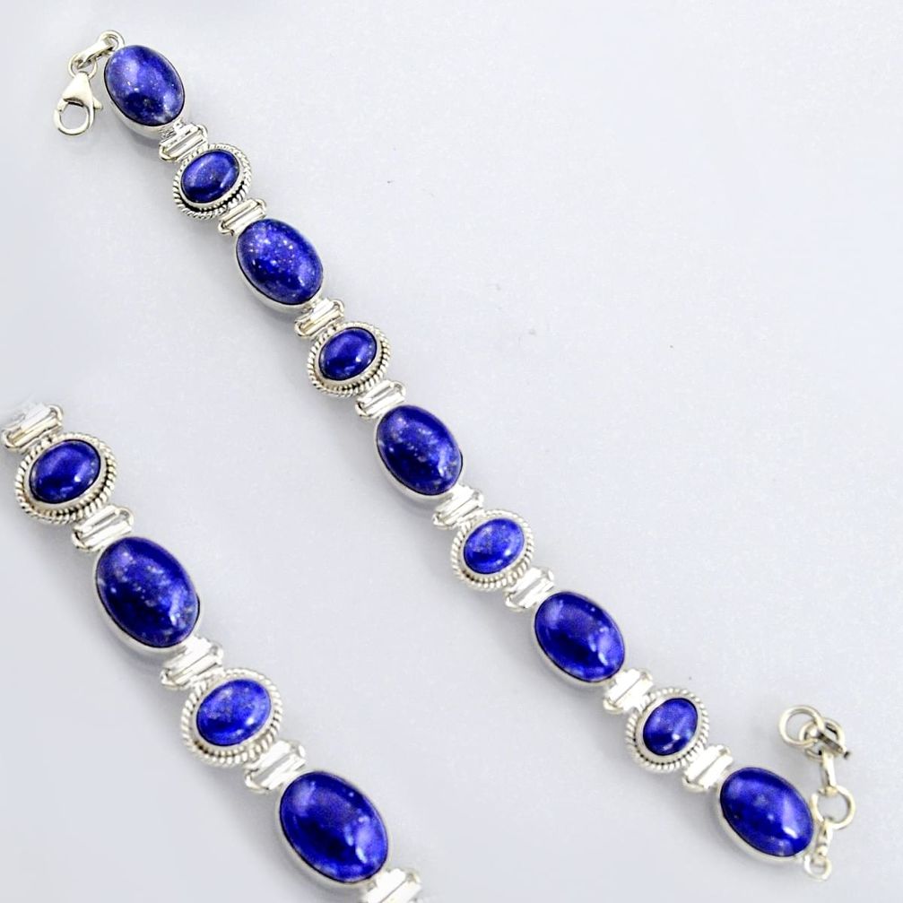 45.16cts natural blue lapis lazuli 925 sterling silver tennis bracelet r4653