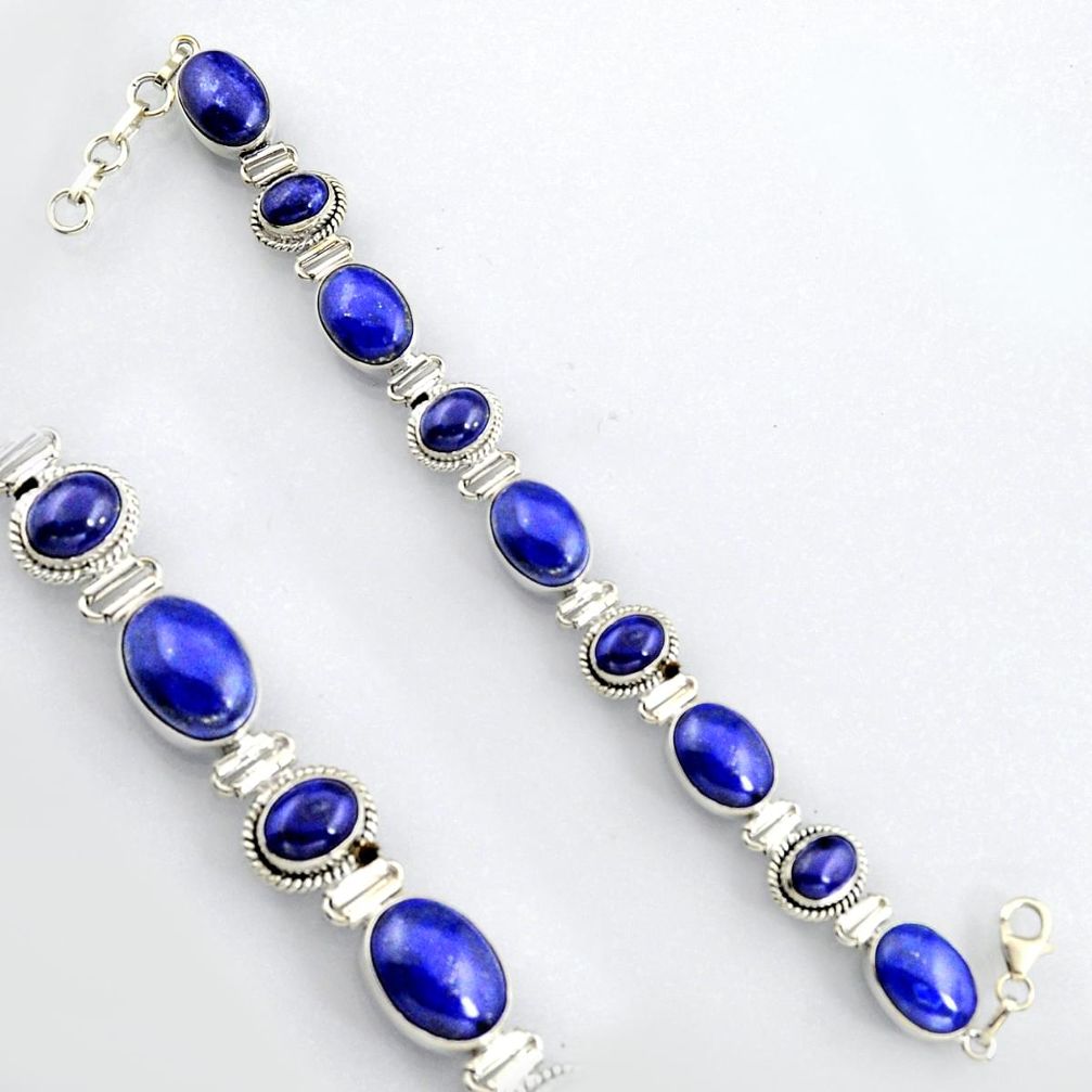 44.81cts natural blue lapis lazuli 925 sterling silver tennis bracelet r4654