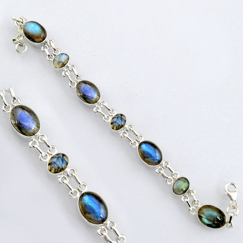 34.26cts natural blue labradorite 925 sterling silver tennis bracelet r4659