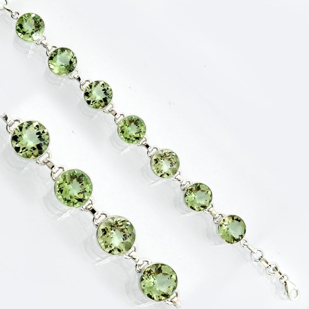 925 sterling silver 57.28cts natural green amethyst tennis bracelet r4679