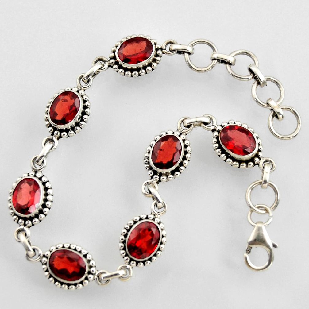 14.42cts natural red garnet 925 sterling silver tennis bracelet jewelry r4702