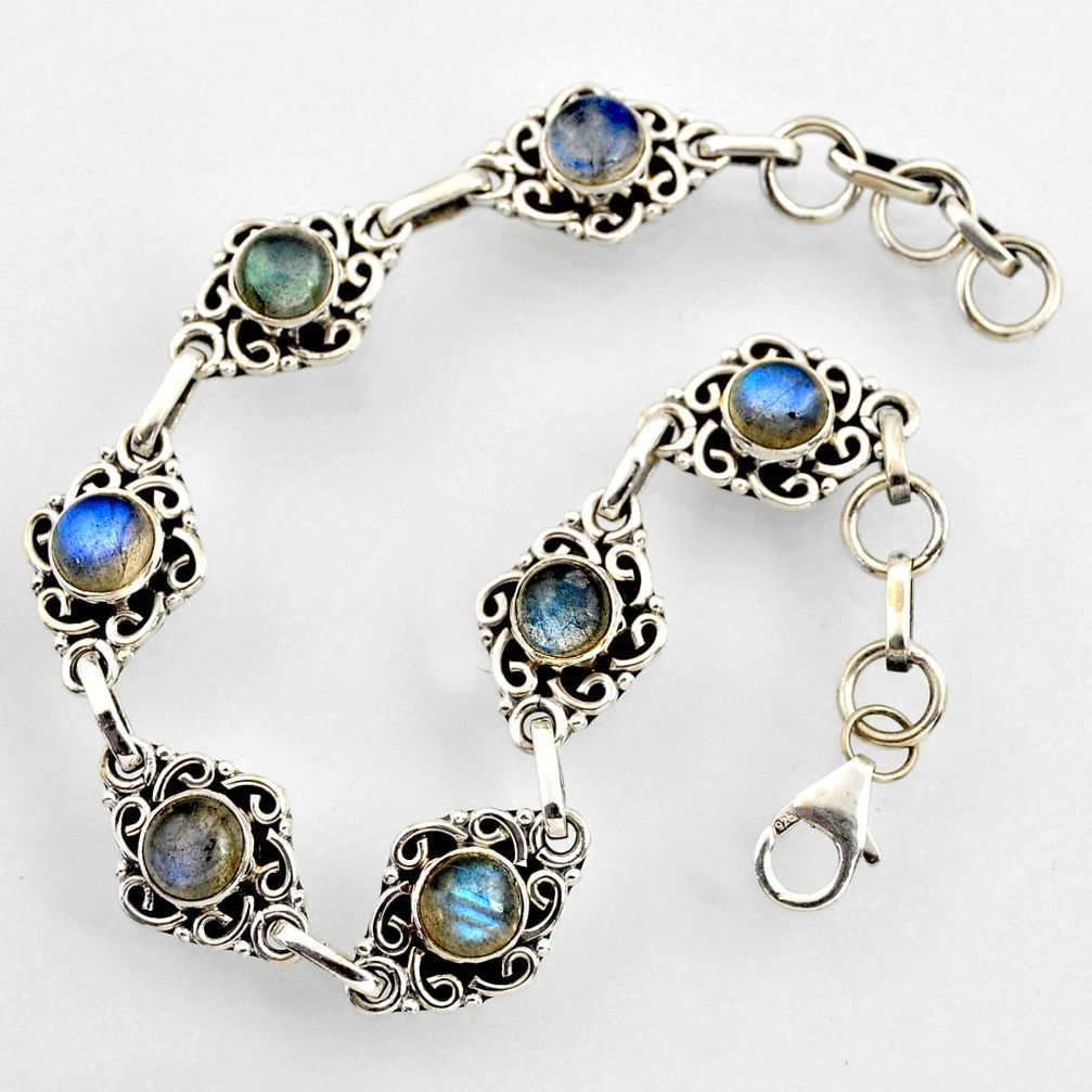 925 sterling silver 9.02cts natural blue labradorite tennis bracelet r4704