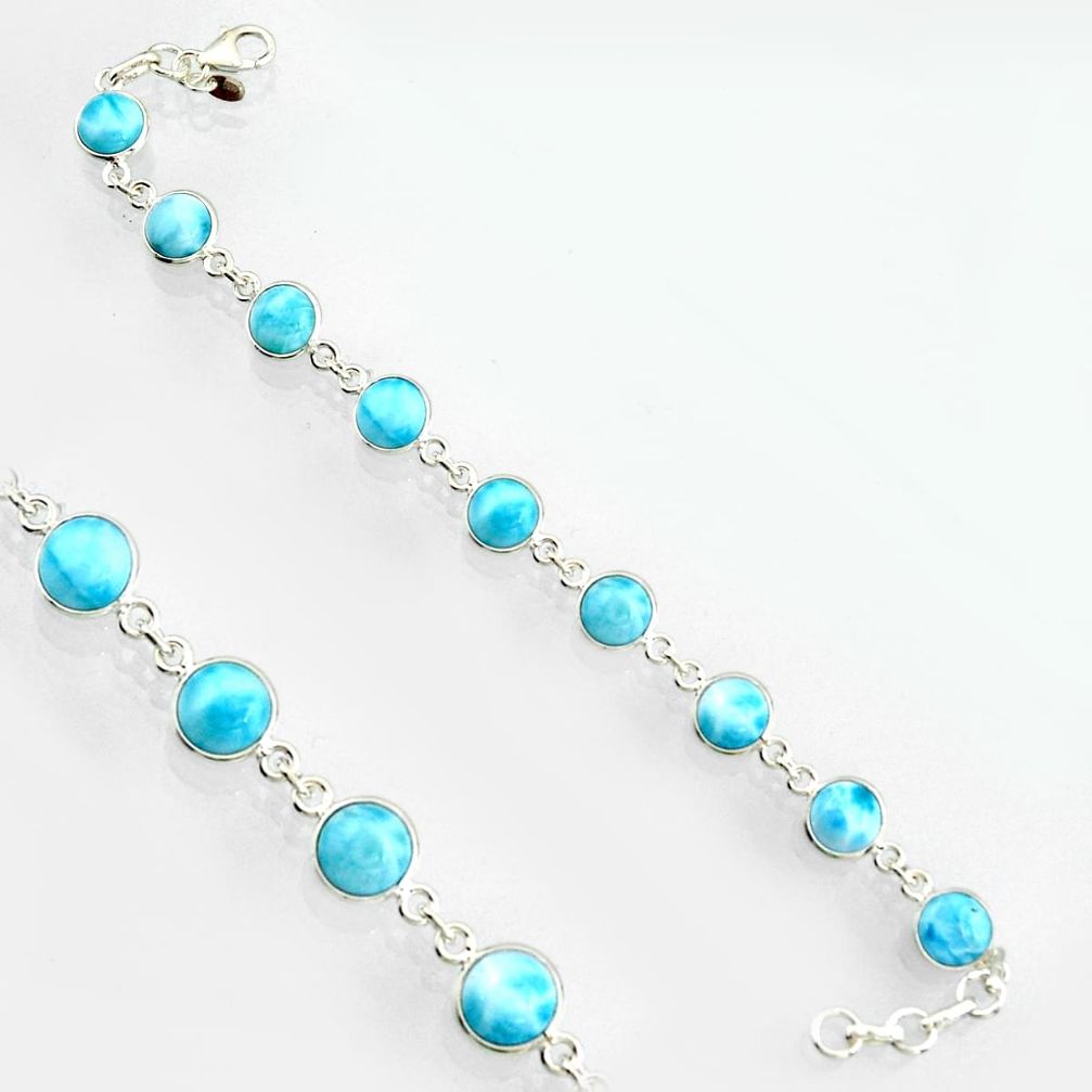 25.26cts natural blue larimar 925 sterling silver tennis bracelet jewelry r4721