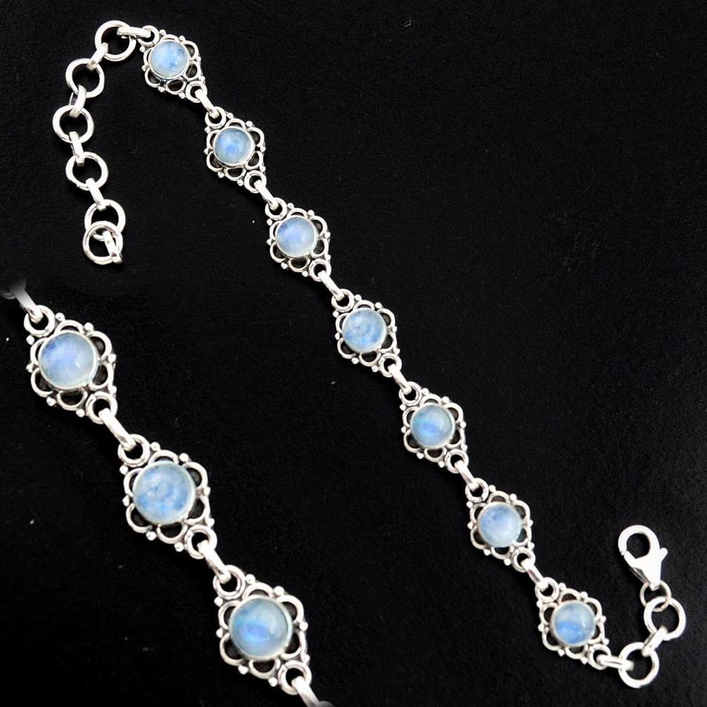 9.18cts natural rainbow moonstone 925 sterling silver tennis bracelet r4726