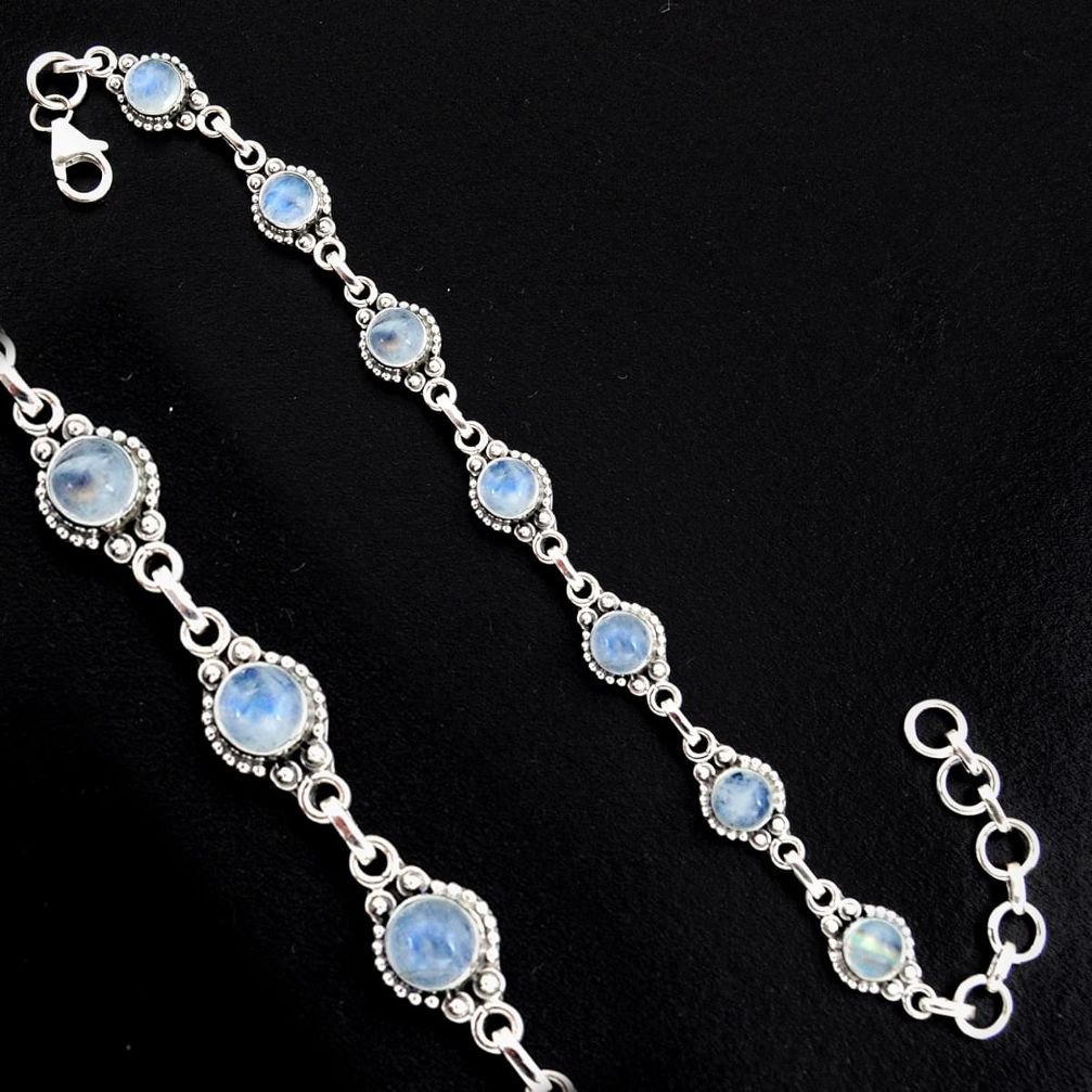 8.82cts natural rainbow moonstone 925 sterling silver tennis bracelet r4728