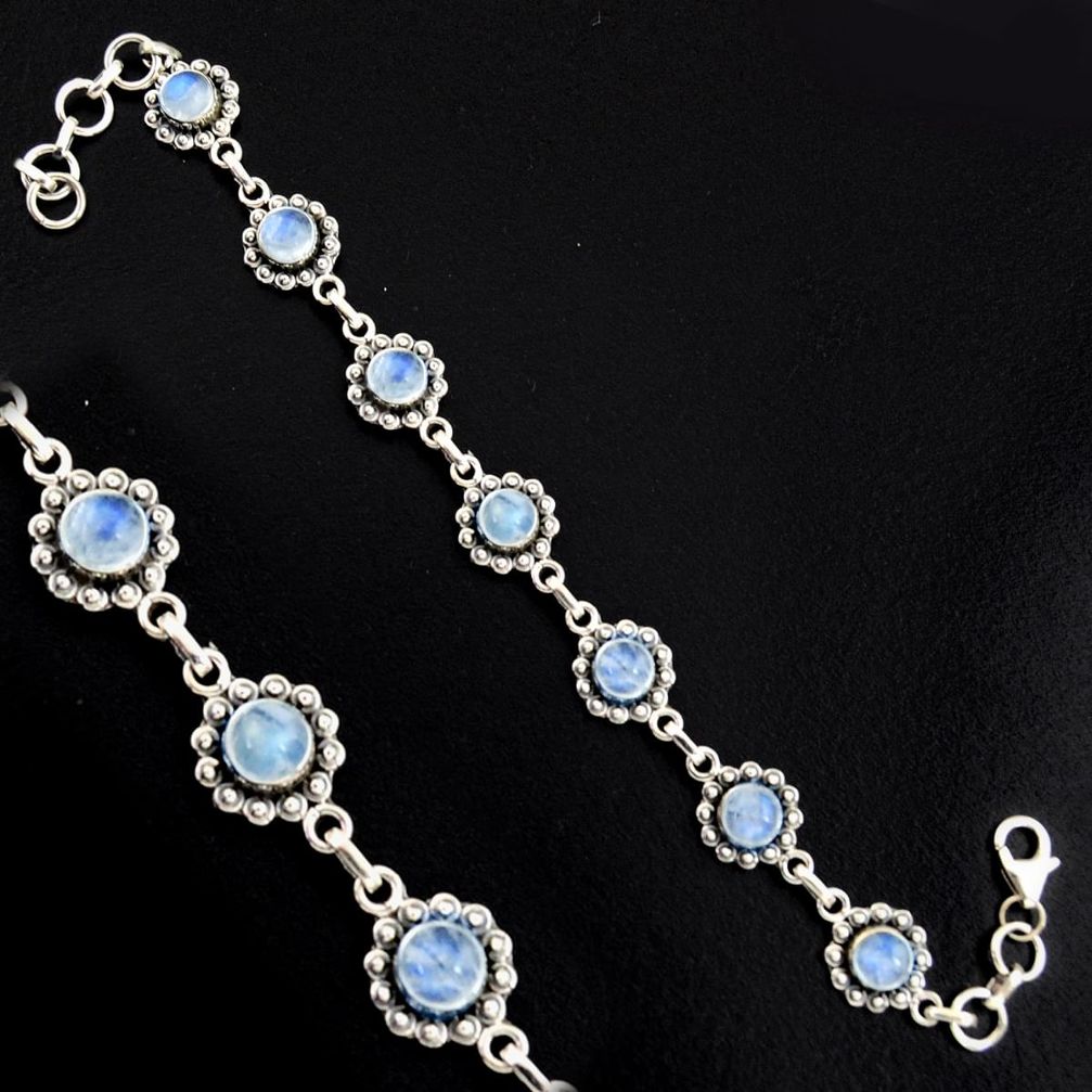 9.52cts natural rainbow moonstone 925 sterling silver tennis bracelet r4734