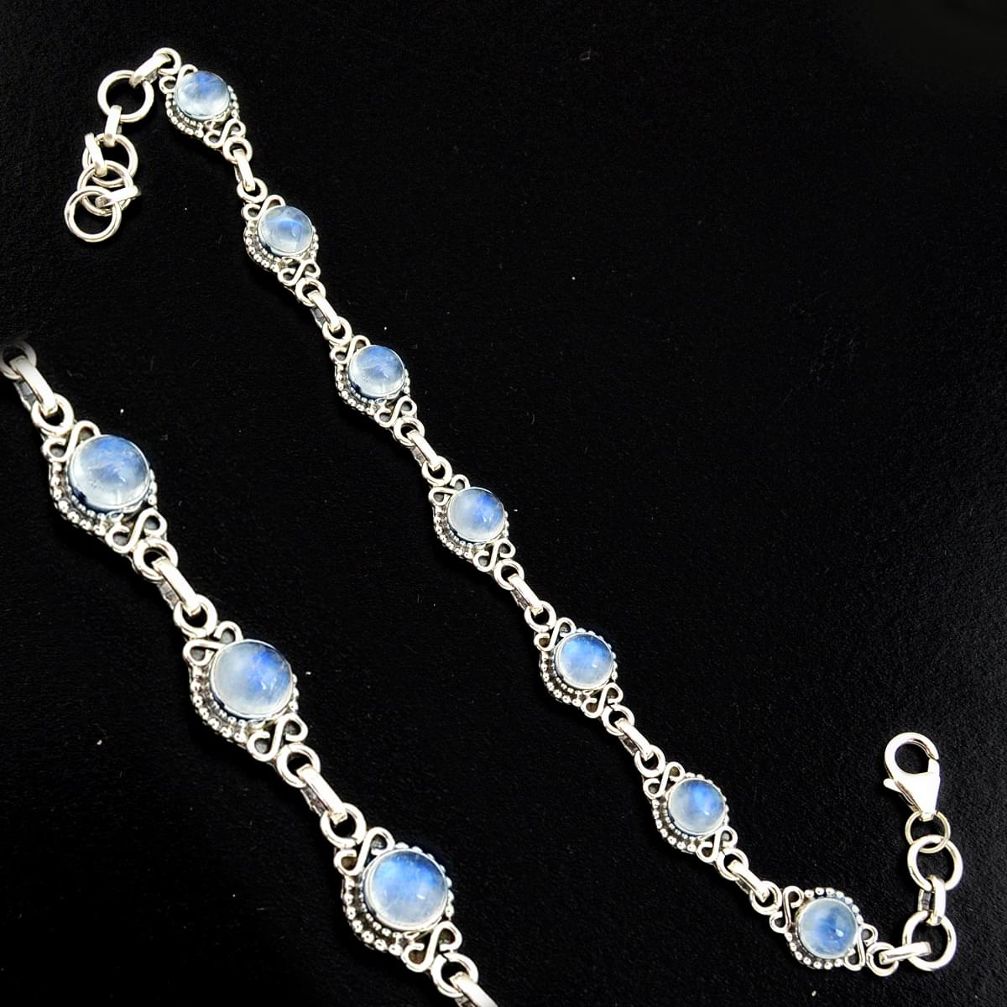 9.38cts natural rainbow moonstone 925 sterling silver tennis bracelet r4735