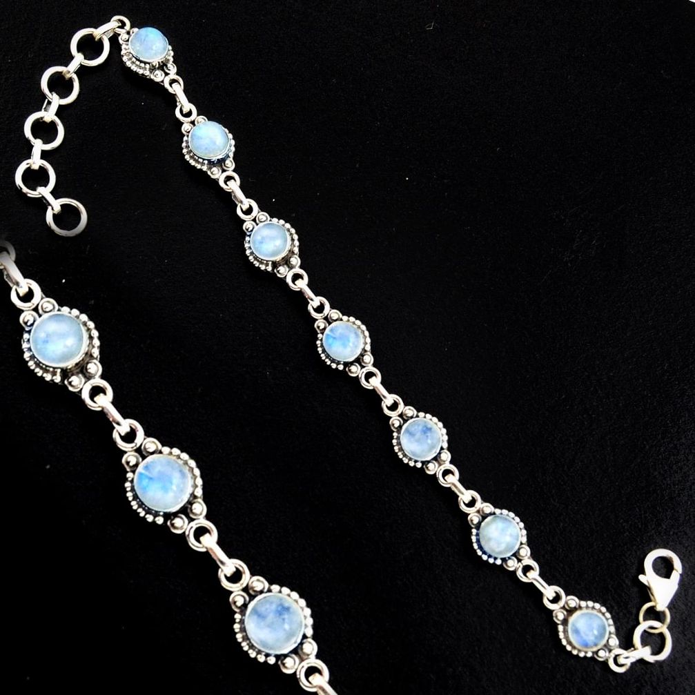 9.01cts natural rainbow moonstone 925 sterling silver tennis bracelet r4737