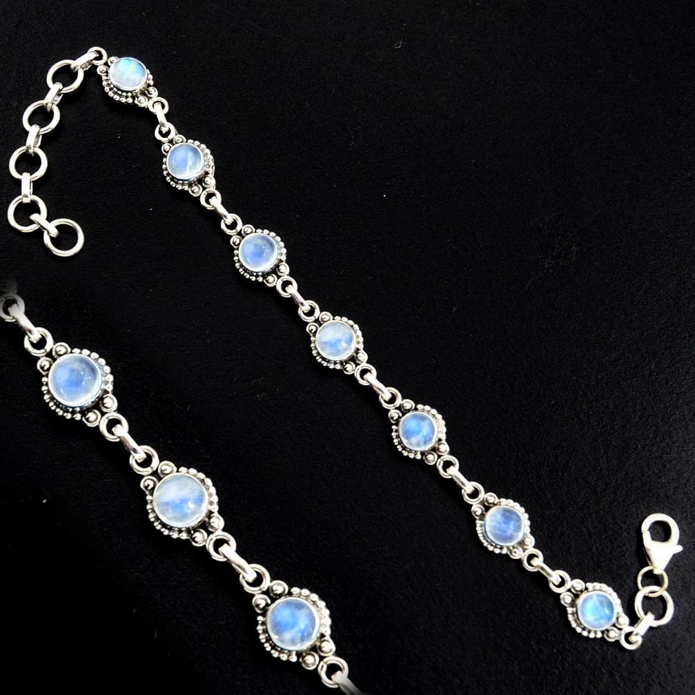 925 sterling silver 8.85cts natural rainbow moonstone tennis bracelet r4738