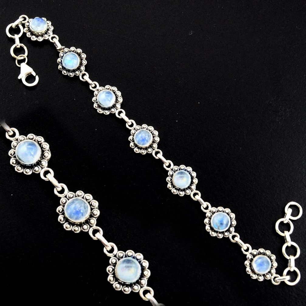 9.36cts natural rainbow moonstone 925 sterling silver tennis bracelet r4739