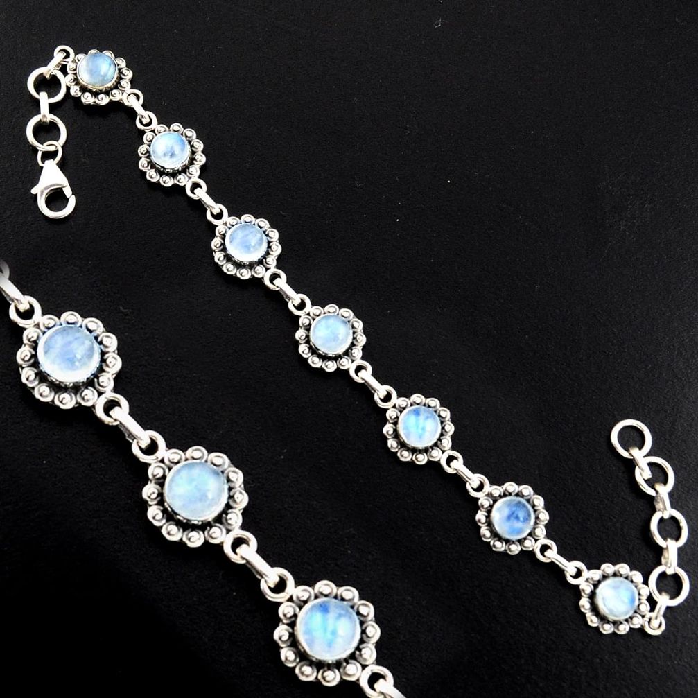 925 sterling silver 9.51cts natural rainbow moonstone tennis bracelet r4740