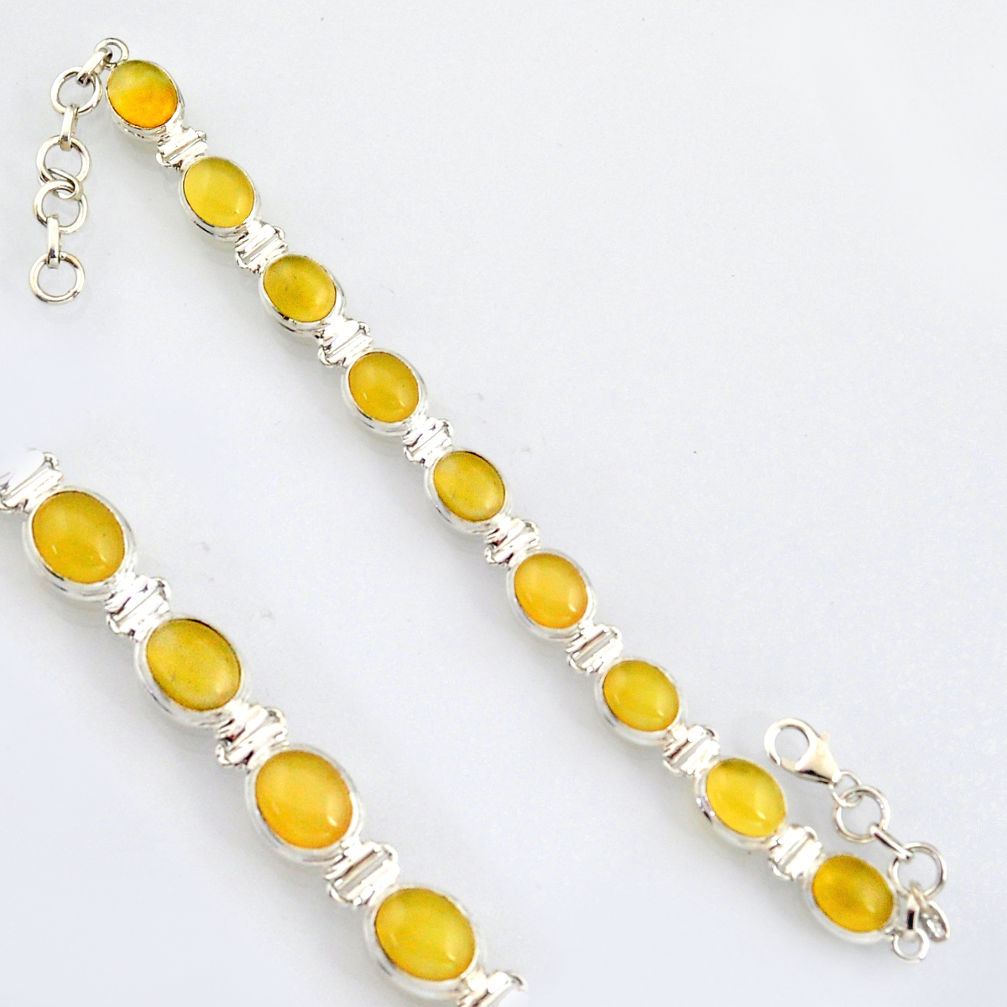 36.85cts natural yellow opal 925 sterling silver tennis bracelet r4743