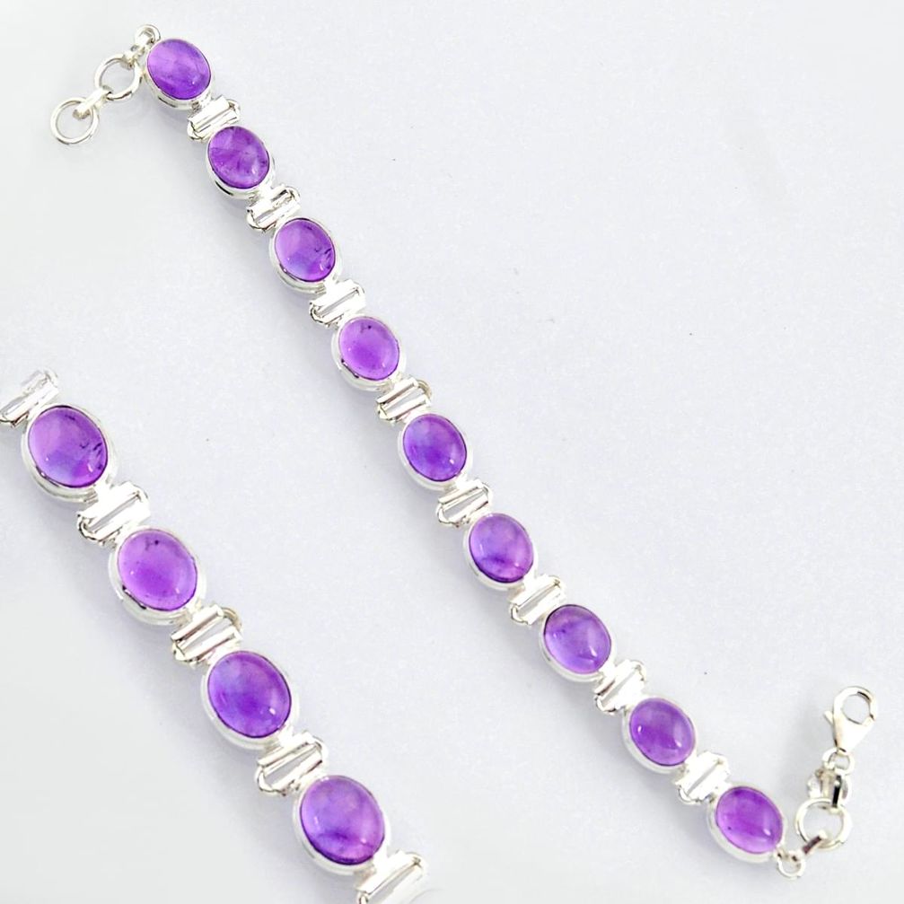 39.48cts natural purple amethyst 925 sterling silver tennis bracelet r4745