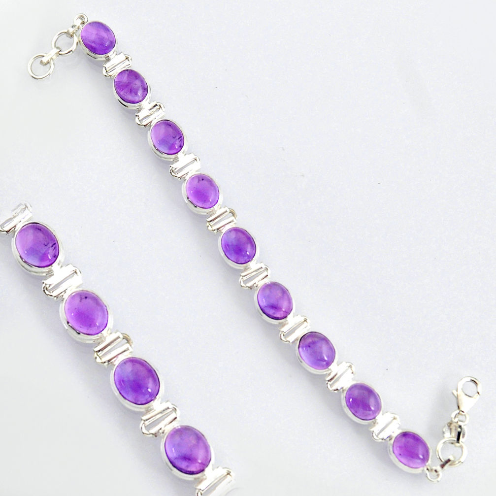39.48cts natural purple amethyst 925 sterling silver tennis bracelet r4747