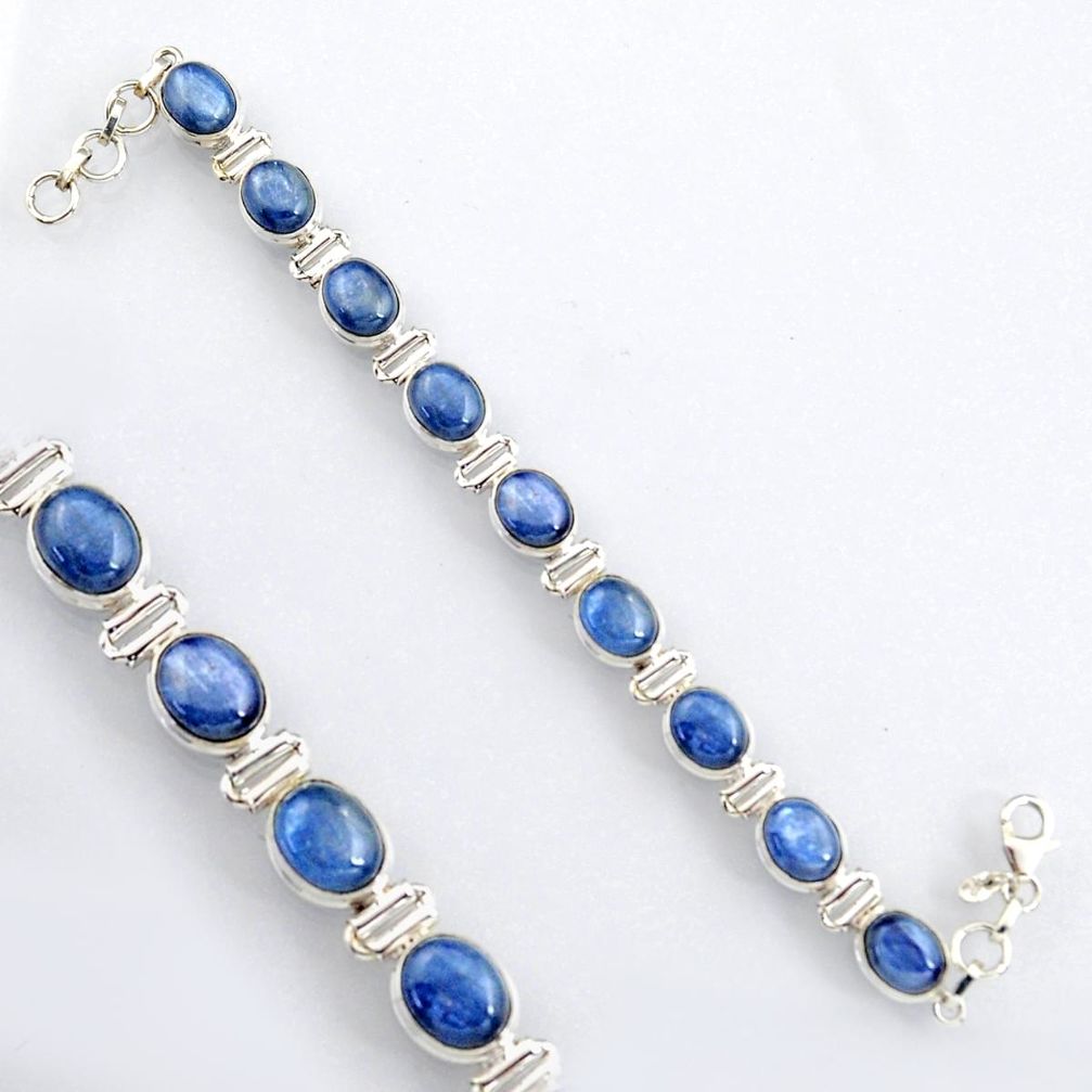 36.05cts natural blue kyanite 925 sterling silver tennis bracelet jewelry r4752