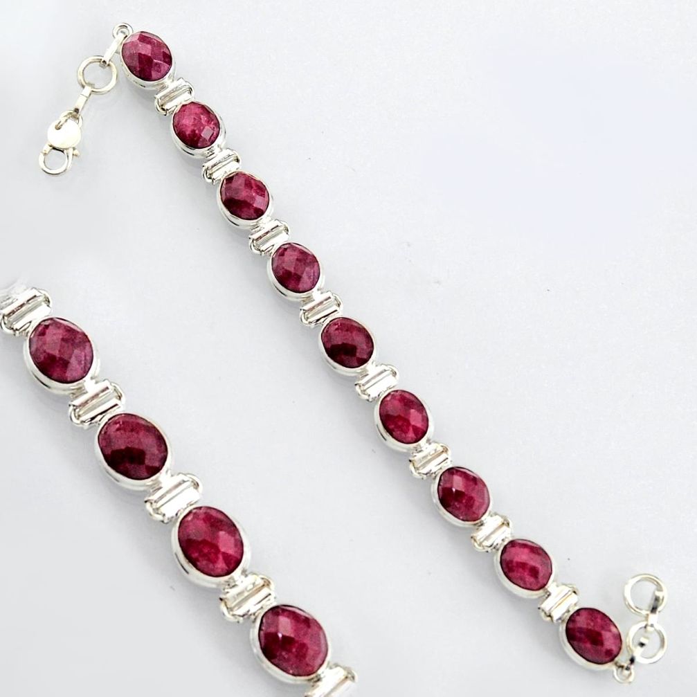 35.89cts natural red ruby 925 sterling silver tennis bracelet jewelry r4755