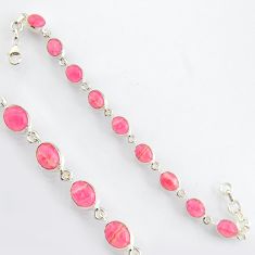 925 silver 26.66cts natural pink rhodochrosite inca rose tennis bracelet r4759