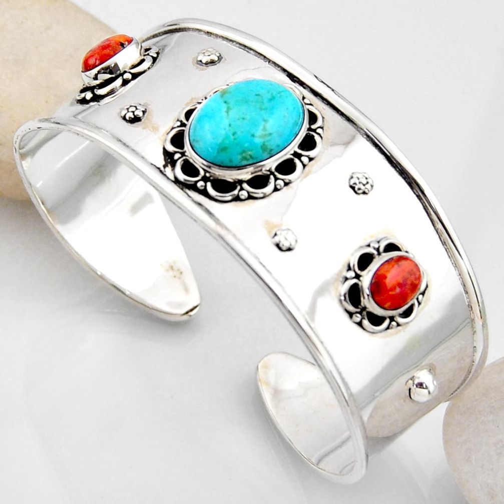 18.27cts blue arizona mohave turquoise 925 silver adjustable bangle r4922