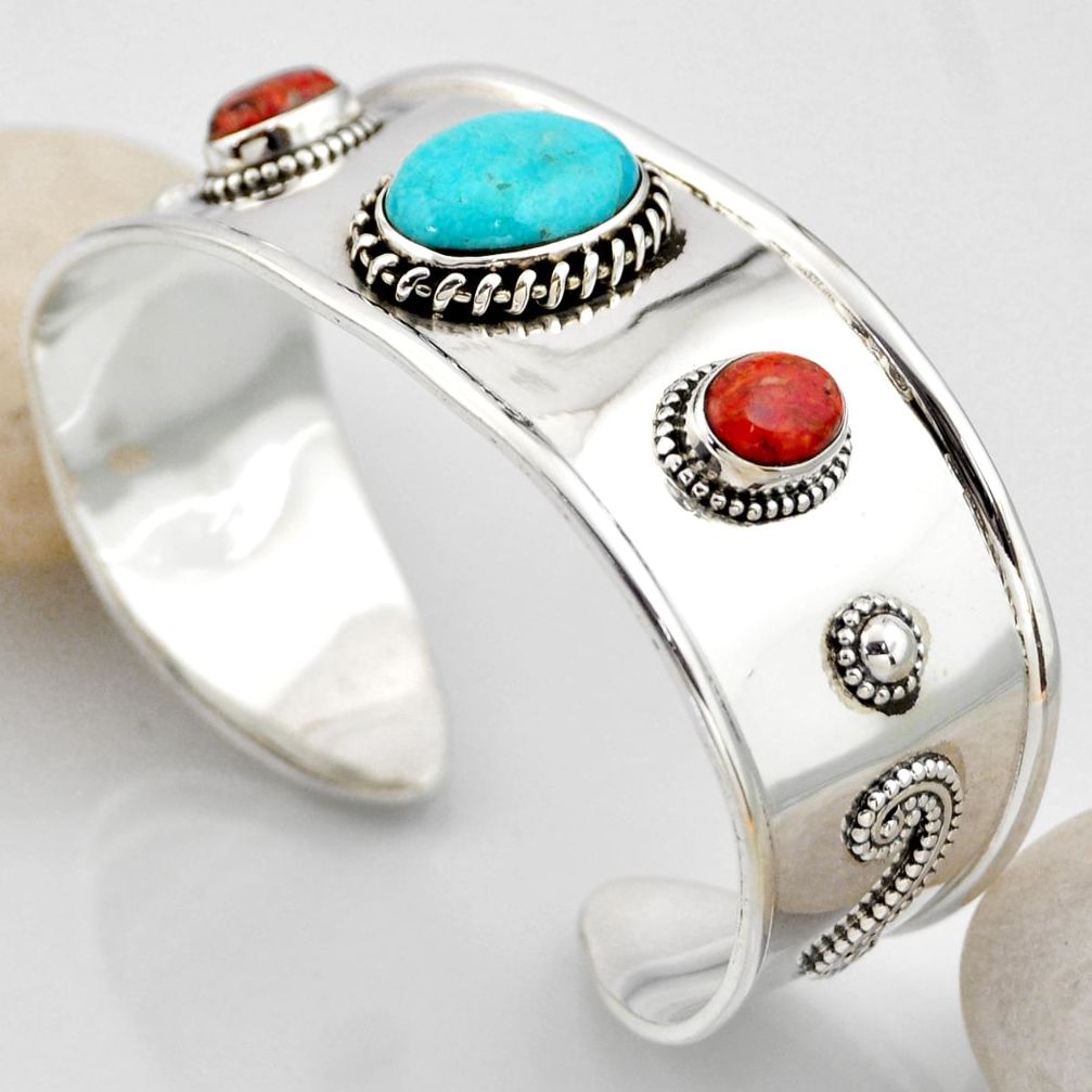 18.68cts blue arizona mohave turquoise 925 silver adjustable bangle r4926