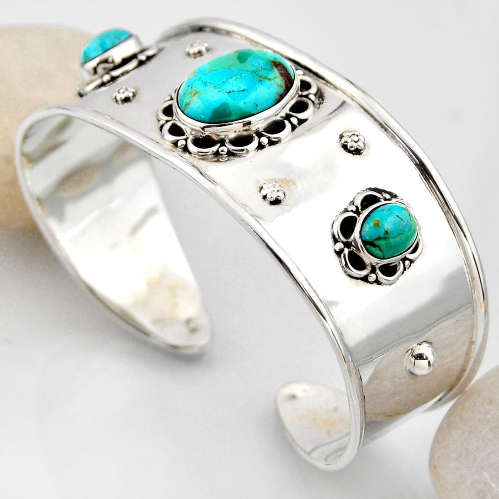 16.21cts blue arizona mohave turquoise 925 silver adjustable bangle r4929