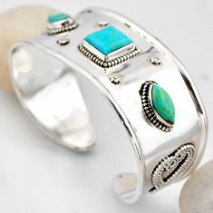 925 silver 18.38cts blue arizona mohave turquoise adjustable bangle r4932