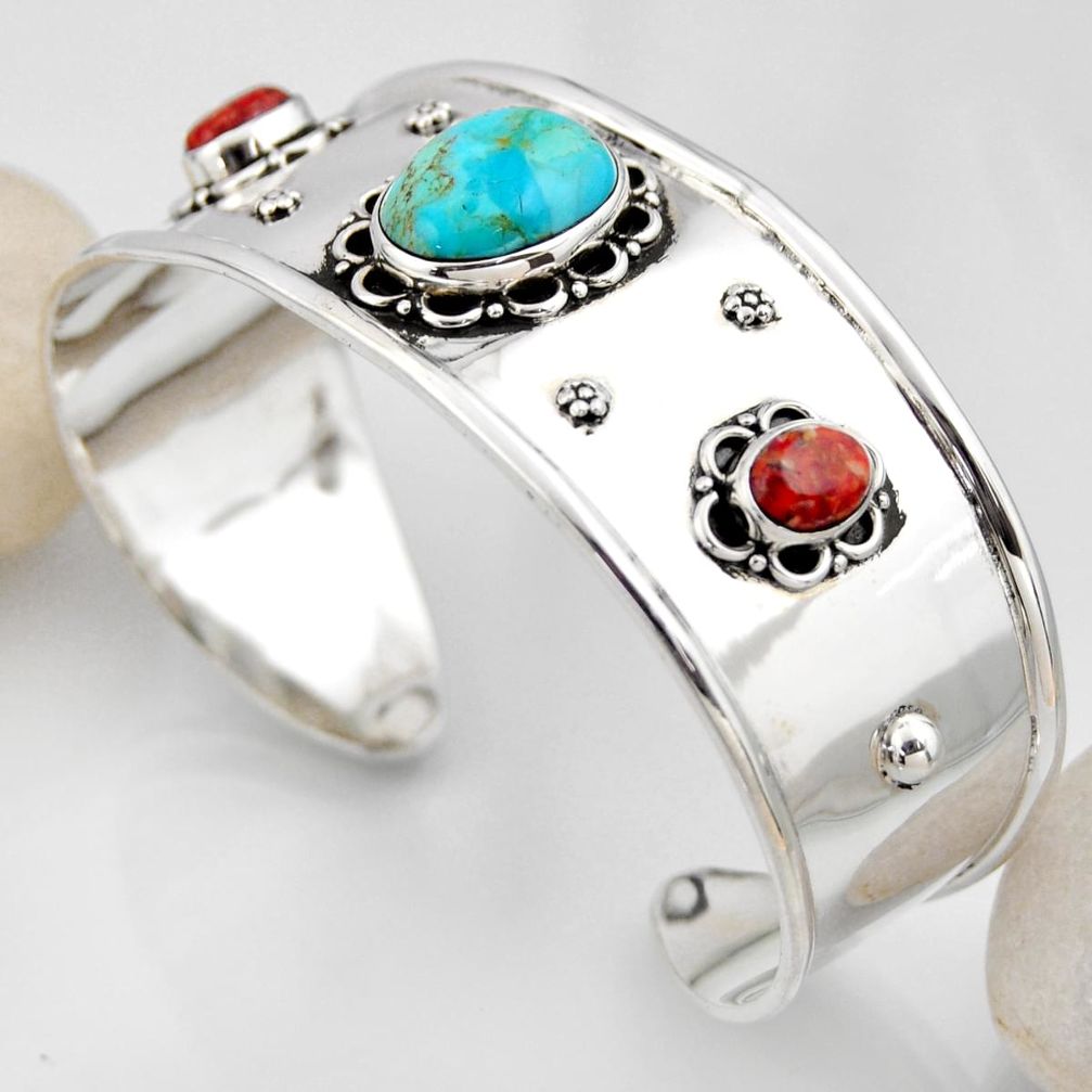 925 silver 16.27cts blue arizona mohave turquoise adjustable bangle r4935