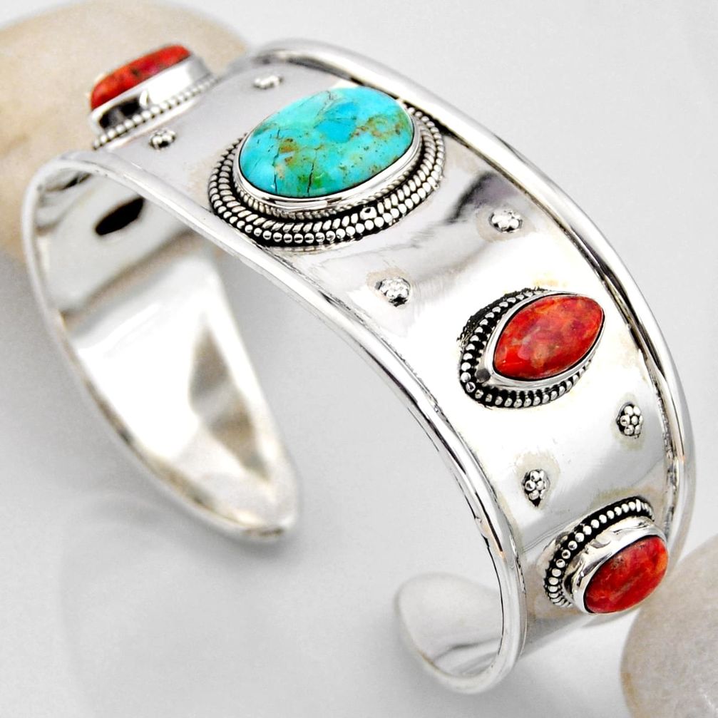 27.33cts blue arizona mohave turquoise 925 silver adjustable bangle r4937