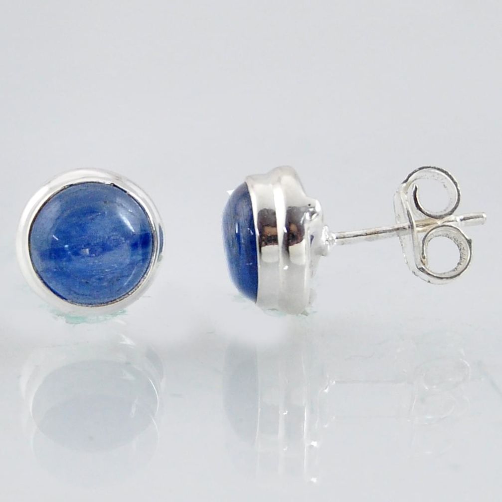 6.15cts natural blue kyanite 925 sterling silver stud earrings jewelry r1003