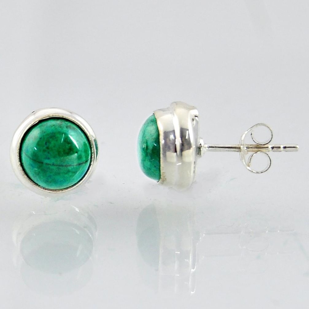 6.27cts natural green chrysocolla 925 sterling silver stud earrings r1013