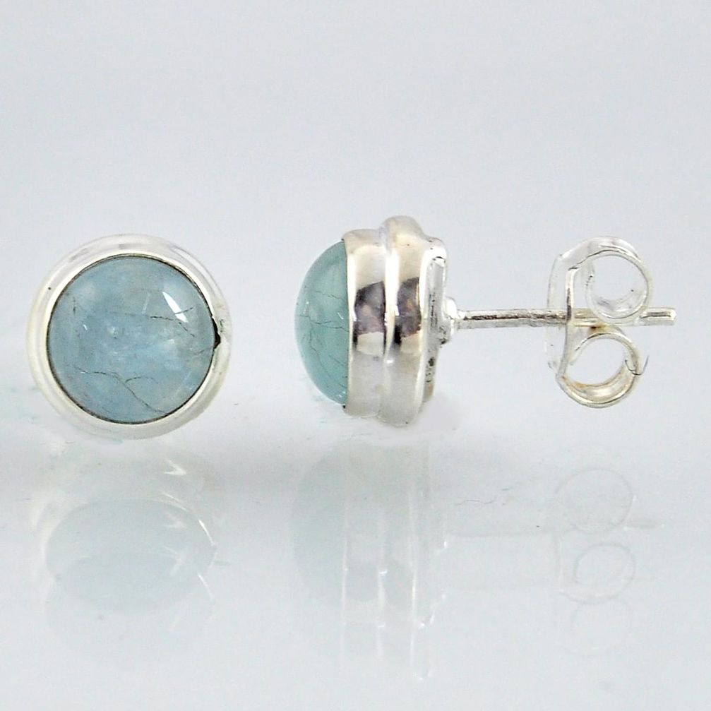 6.61cts natural blue aquamarine 925 sterling silver stud earrings jewelry r1030