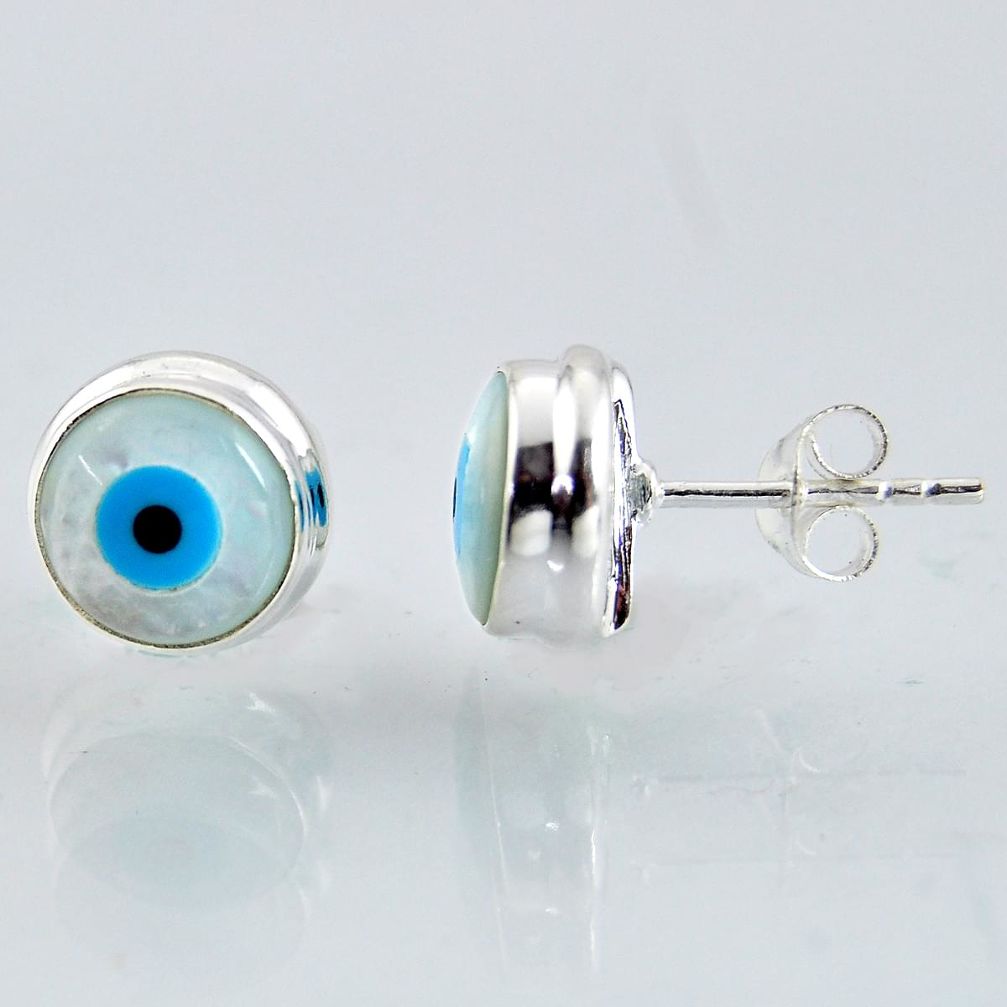 6.26cts blue evil eye talismans 925 sterling silver stud earrings jewelry r1043